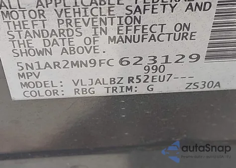 2015 Nissan Pathfinder S from USA, damaged, VIN 5N1AR2MN9FC623129